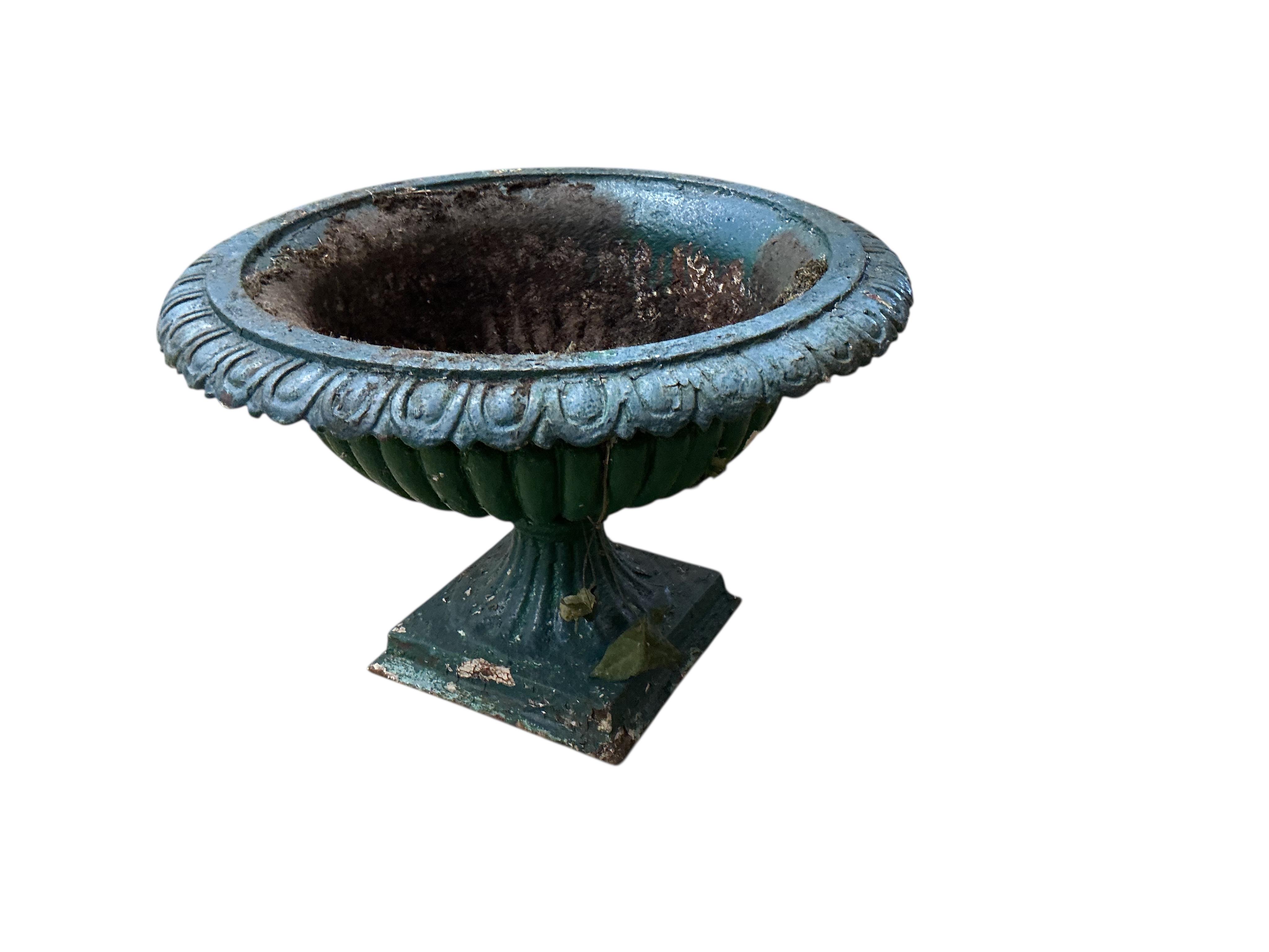 A Victorian painted cast iron Campana urn, diameter 56cm, height 38cm